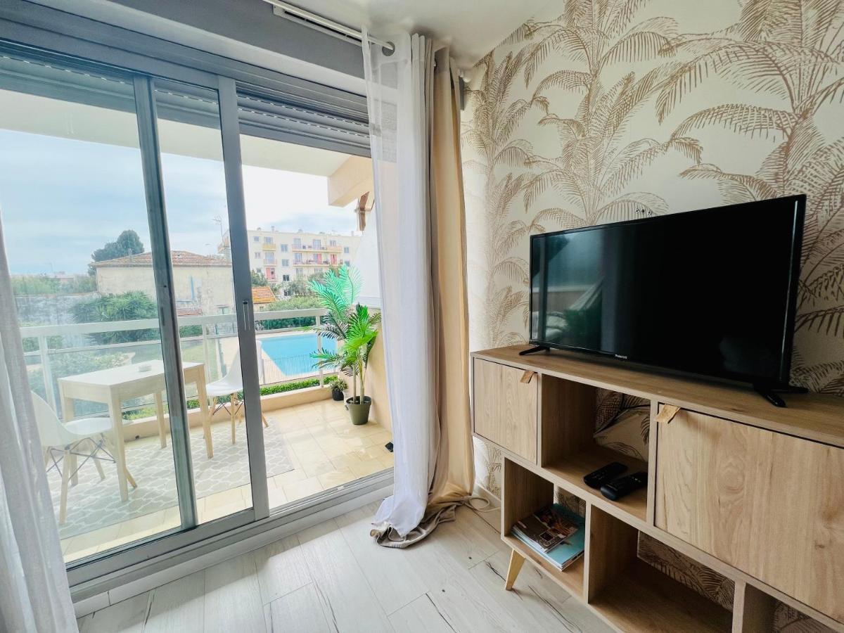 Les Palmiers - Appartement Avec Piscine Proche Plages - Wifi Et Clim 昂蒂布 外观 照片