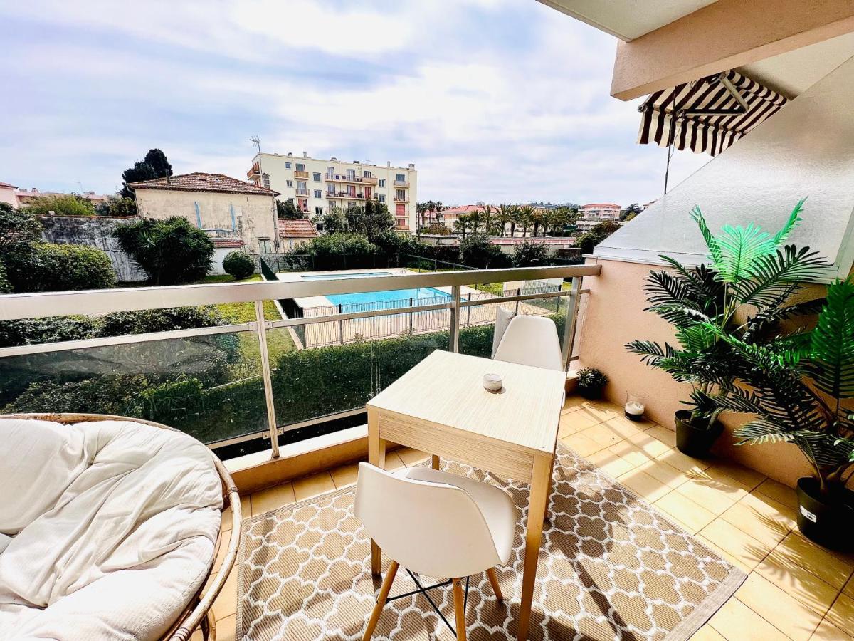 Les Palmiers - Appartement Avec Piscine Proche Plages - Wifi Et Clim 昂蒂布 外观 照片