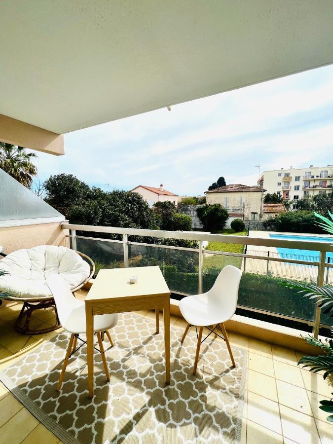 Les Palmiers - Appartement Avec Piscine Proche Plages - Wifi Et Clim 昂蒂布 外观 照片