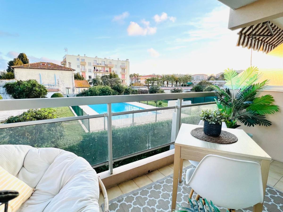 Les Palmiers - Appartement Avec Piscine Proche Plages - Wifi Et Clim 昂蒂布 外观 照片